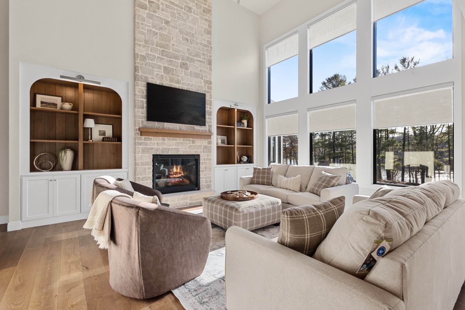 Great Room with Stone Fireplace